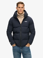 Superdry Blue Hooded Boxy Puffer Jacket - Image 1 of 4