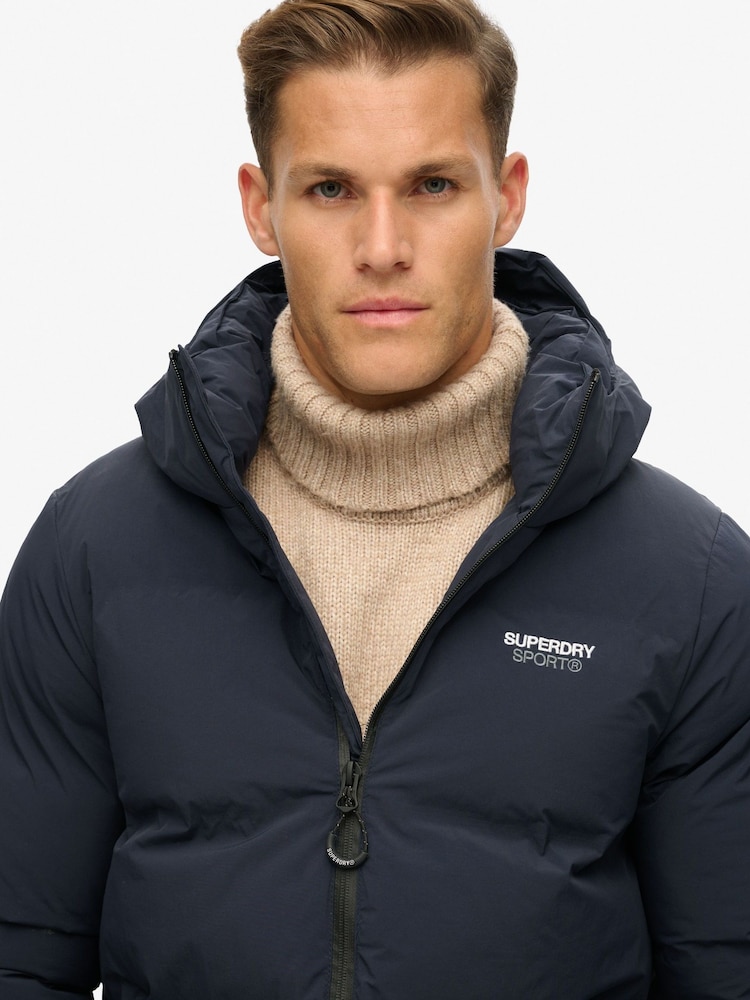 Superdry Blue Hooded Boxy Puffer Jacket - Image 4 of 4