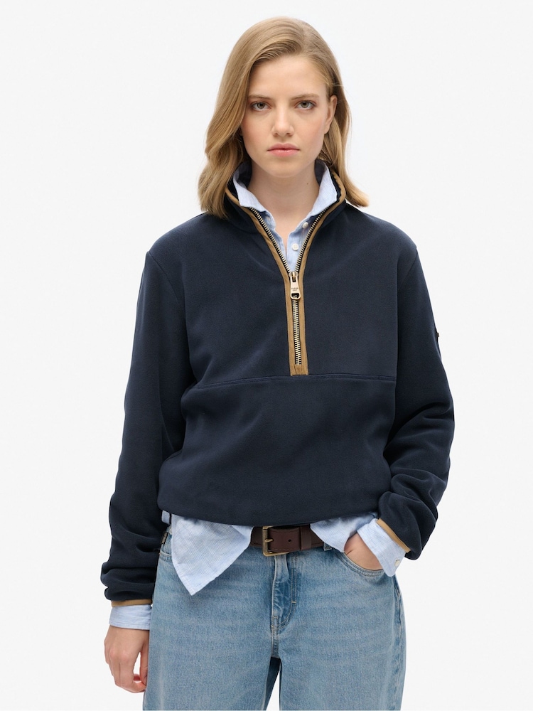 Superdry Blue Estate Half Zip Fleece - Image 1 of 3