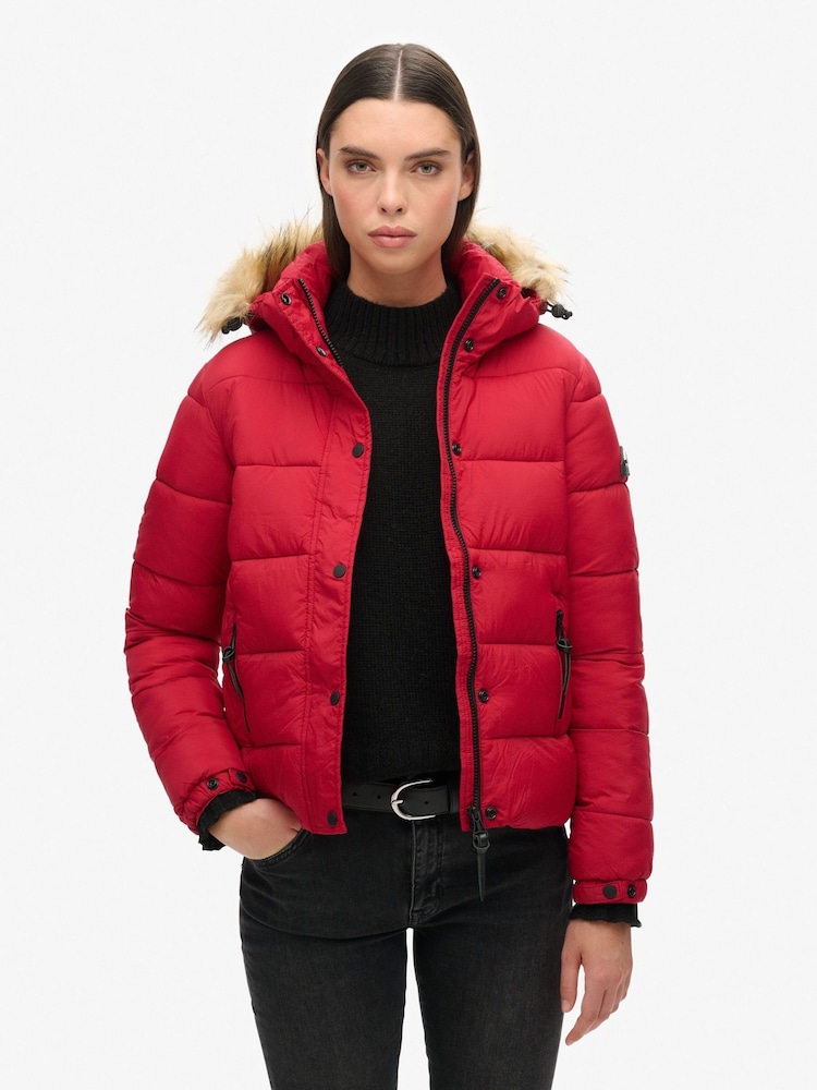 Rojo - Chaqueta de entretiempo corta con capucha de Superdry - Imagen 1 de 4