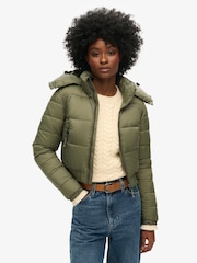 Green - Superdry Crop Hooded Fuji Jacket - Image 1 of 4