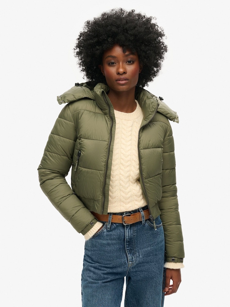 Green - Superdry Crop Hooded Fuji Jacket - Image 1 of 4 Green - Superdry Crop Hooded Fuji Jacket - Image 1 of 4