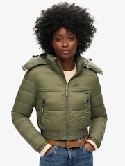 Green - Superdry Crop Hooded Fuji Jacket - Image 2 of 4
