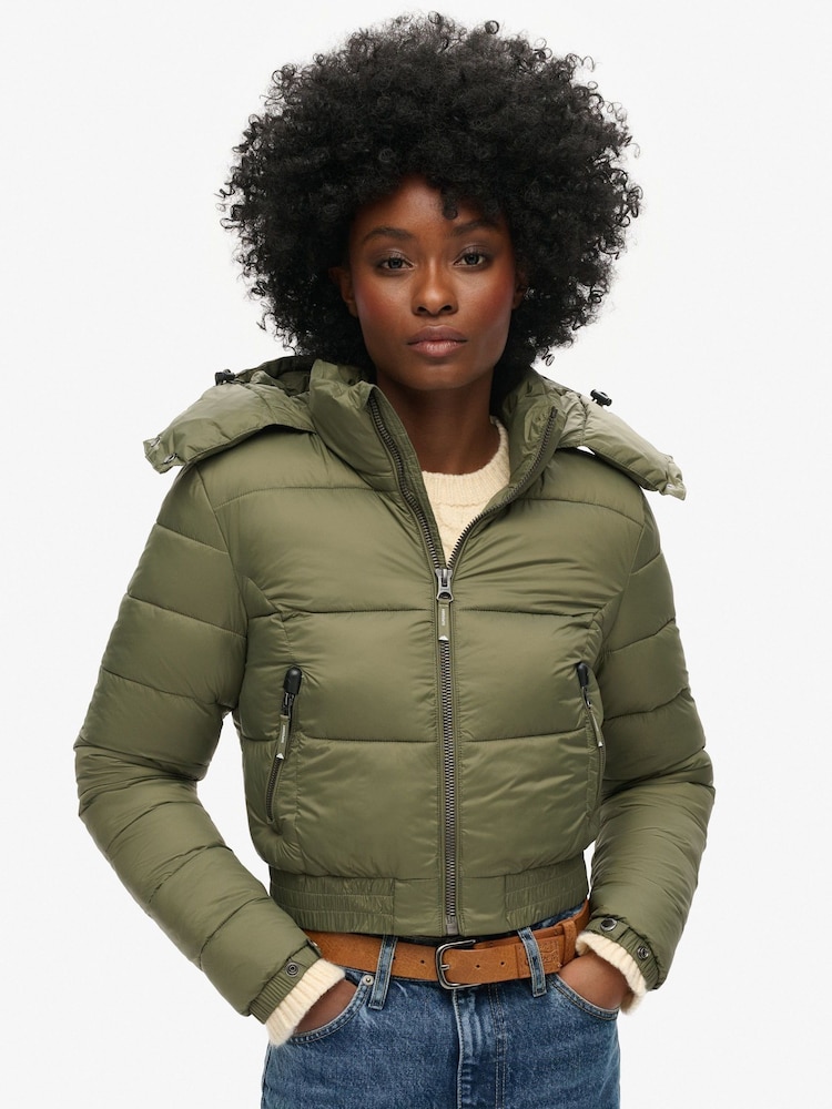 Green - Superdry Crop Hooded Fuji Jacket - Image 2 of 4