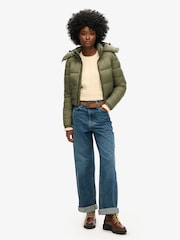Green - Superdry Crop Hooded Fuji Jacket - Image 3 of 4