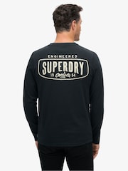 Superdry Black Workwear Applique Long Sleeve 100% Cotton Top - Image 2 of 3