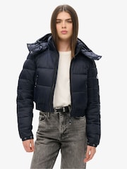 Superdry Blue Crop Hooded Fuji Jacket - Image 1 of 3