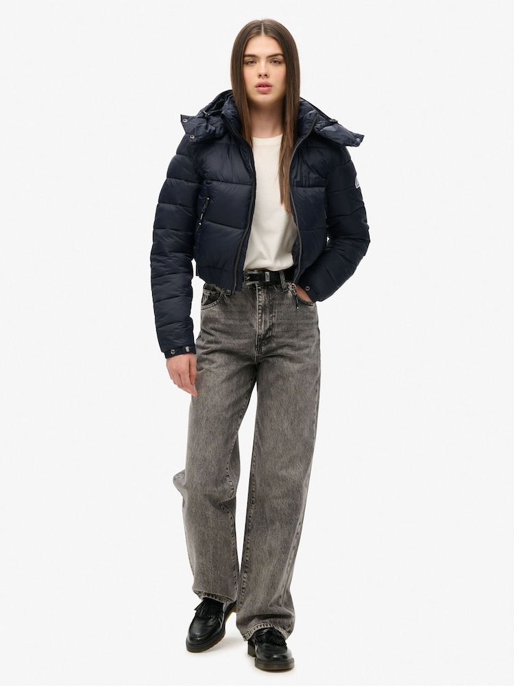 Superdry Blue Crop Hooded Fuji Jacket - Image 2 of 3