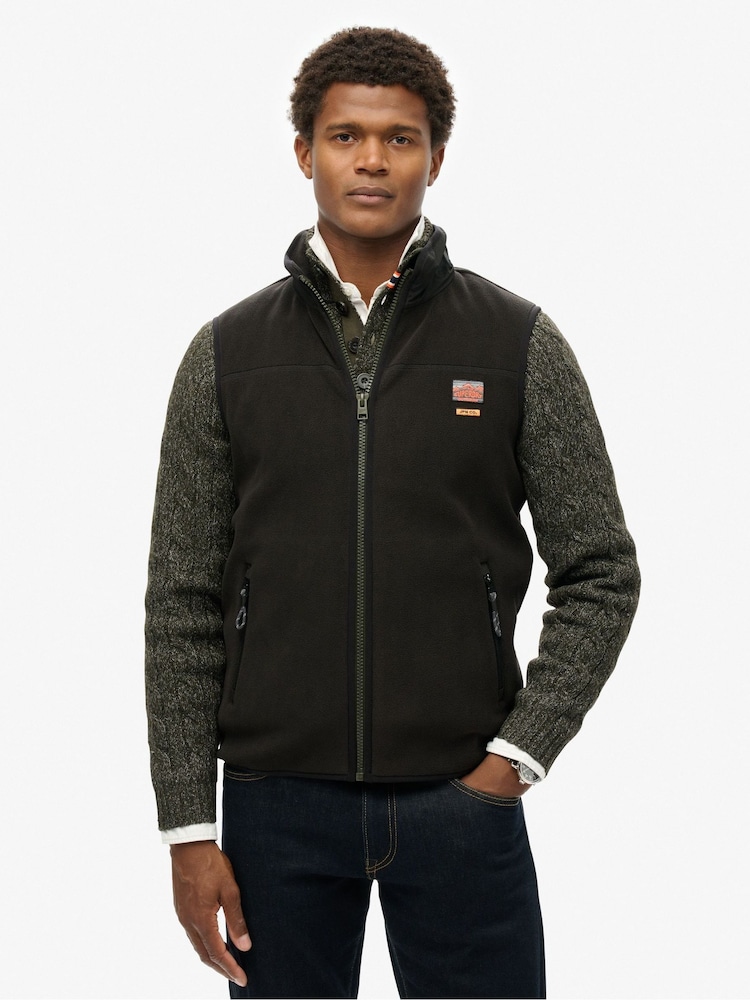 Superdry Black Active Fleece Gilet - Image 2 of 4