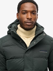 Superdry Green Hooded Microfibre Sports Puffer Jacket - Image 4 of 4
