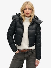 Superdry Black Crop Hooded Fuji Jacket - Image 1 of 4