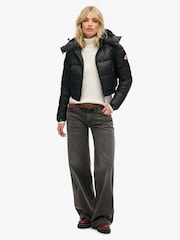 Superdry Black Crop Hooded Fuji Jacket - Image 3 of 4