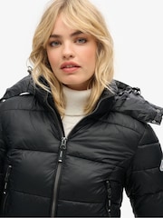 Superdry Black Crop Hooded Fuji Jacket - Image 4 of 4