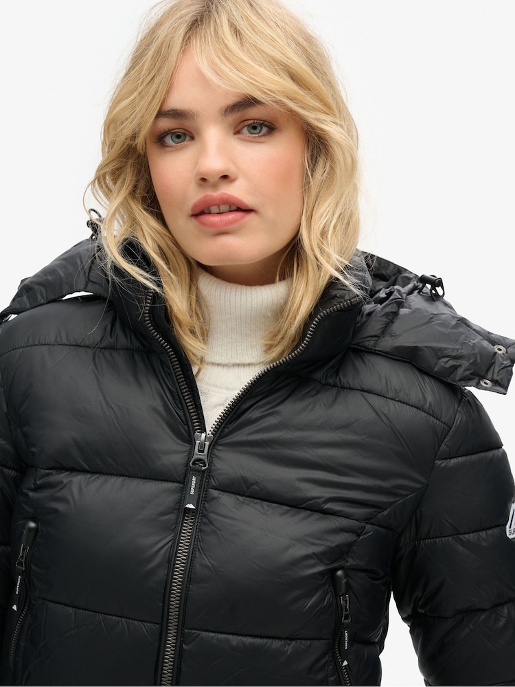 Superdry Black Crop Hooded Fuji Jacket - Image 4 of 4