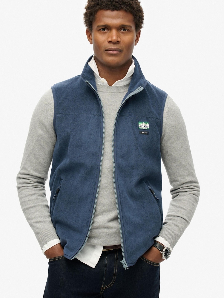 Superdry Blue Active Fleece Gilet - Image 2 of 4