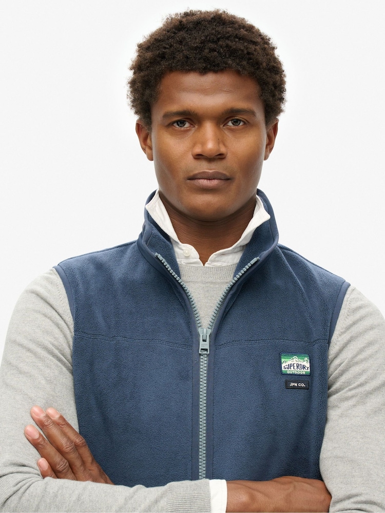 Superdry Blue Active Fleece Gilet - Image 4 of 4