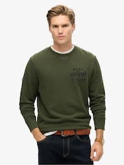 Superdry Green Workwear Applique 100% Cotton Sweatshirt - Image 1 of 3