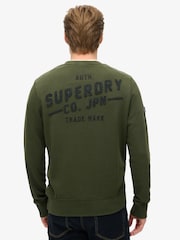 Superdry Green Workwear Applique 100% Cotton Sweatshirt - Image 2 of 3
