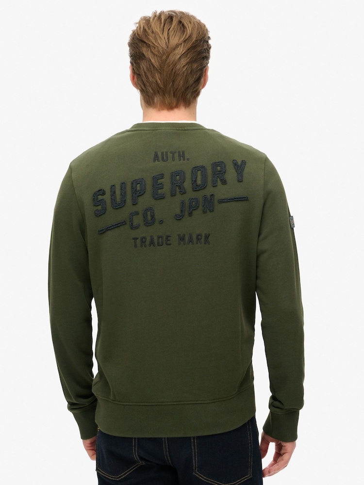Superdry Green Workwear Applique 100% Cotton Sweatshirt - Image 2 of 3