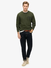 Superdry Green Workwear Applique 100% Cotton Sweatshirt - Image 3 of 3