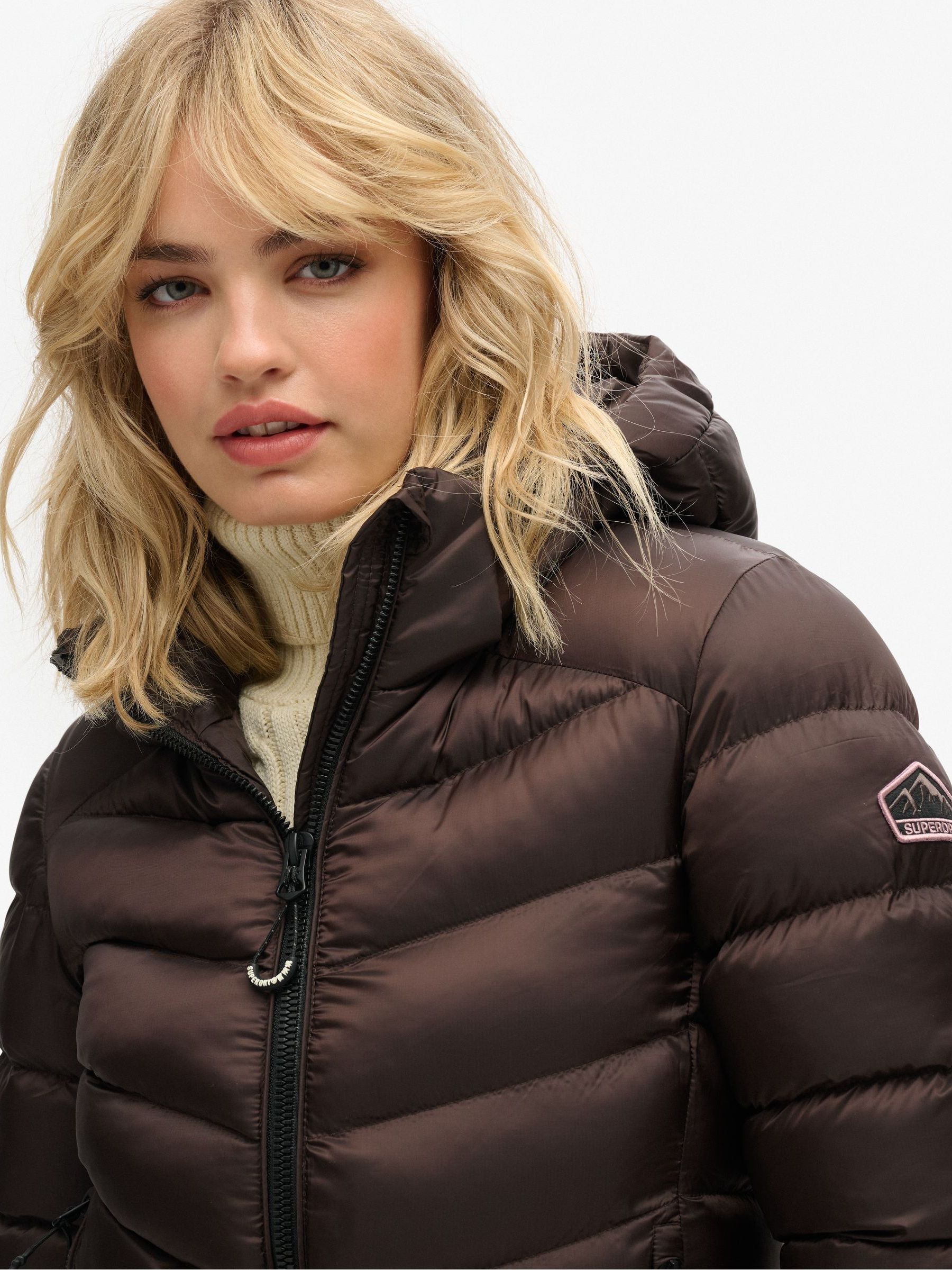 Superdry Fuji Padded Jacket Giubbotto Imbottito Con Cappuccio Per Donna, Colore Verde Acqua Chiara, Taglia XS