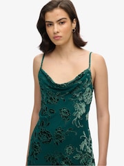 Superdry Green Devore Cowl Neck Midi Slip Dress - Image 3 of 3