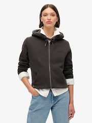Superdry Brown Essential Logo Zip Hoodie - Image 1 of 6