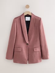 Pink Premium Single Breasted Satin Blazer with Linen - Image 5 of 7