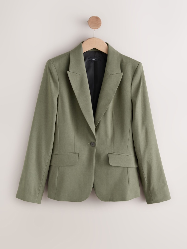 Khaki Green Single Sculpting Tailored Breasted Blazer - Image 1 of 3