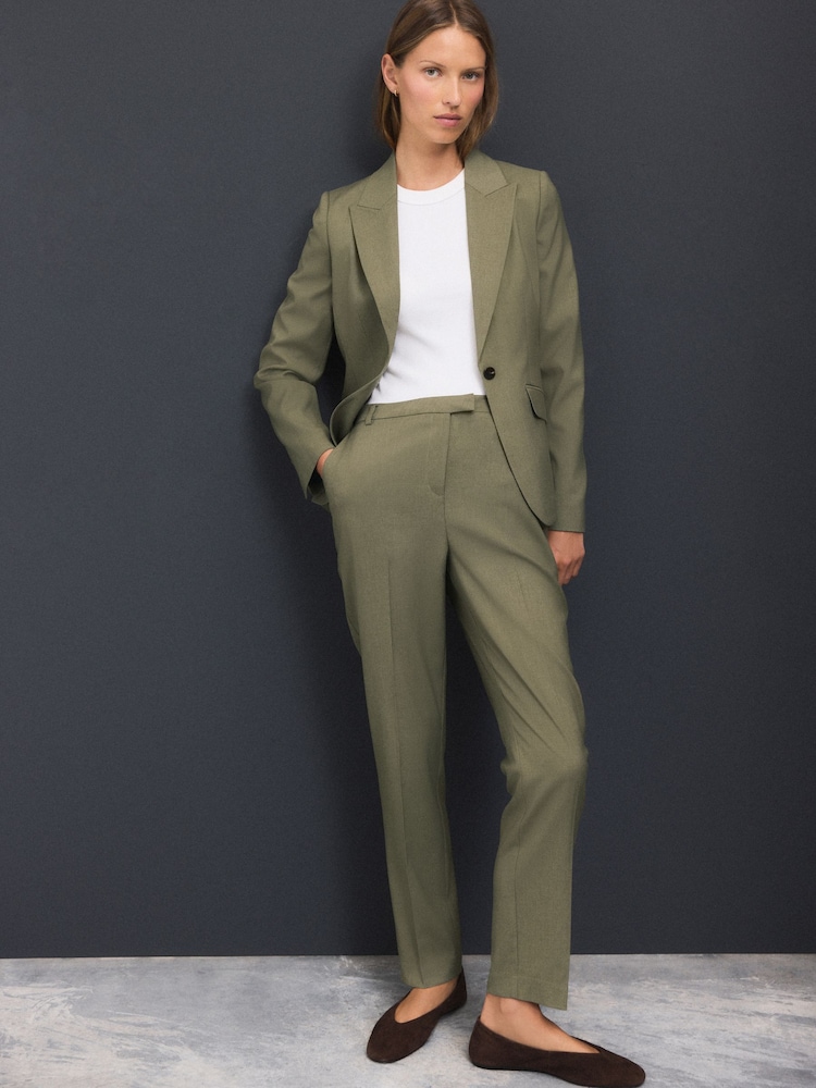 Khaki Green Single Breasted Sculpted Tailored Blazer - Image 2 of 8 Khaki Green Single Breasted Sculpted Tailored Blazer - Image 2 of 8