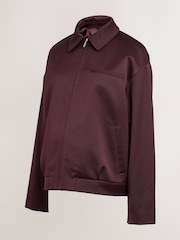 Burgundy Red Zip Through Bomber Jacket - Image 1 of 4