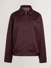 Burgundy Red Zip Through Bomber Jacket - Image 3 of 4