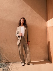 Neutro - Blazer texturizado listrado premium de abotoamento simples - Imagem 2 de 4