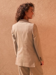 Neutro - Blazer texturizado listrado premium de abotoamento simples - Imagem 3 de 4