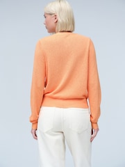 Orange Textured Skinny Rib Crew Neck Cardigan - Image 3 of 8