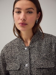 Neutral/Grey Black/White Boucle Collarless Jacket - Image 4 of 7
