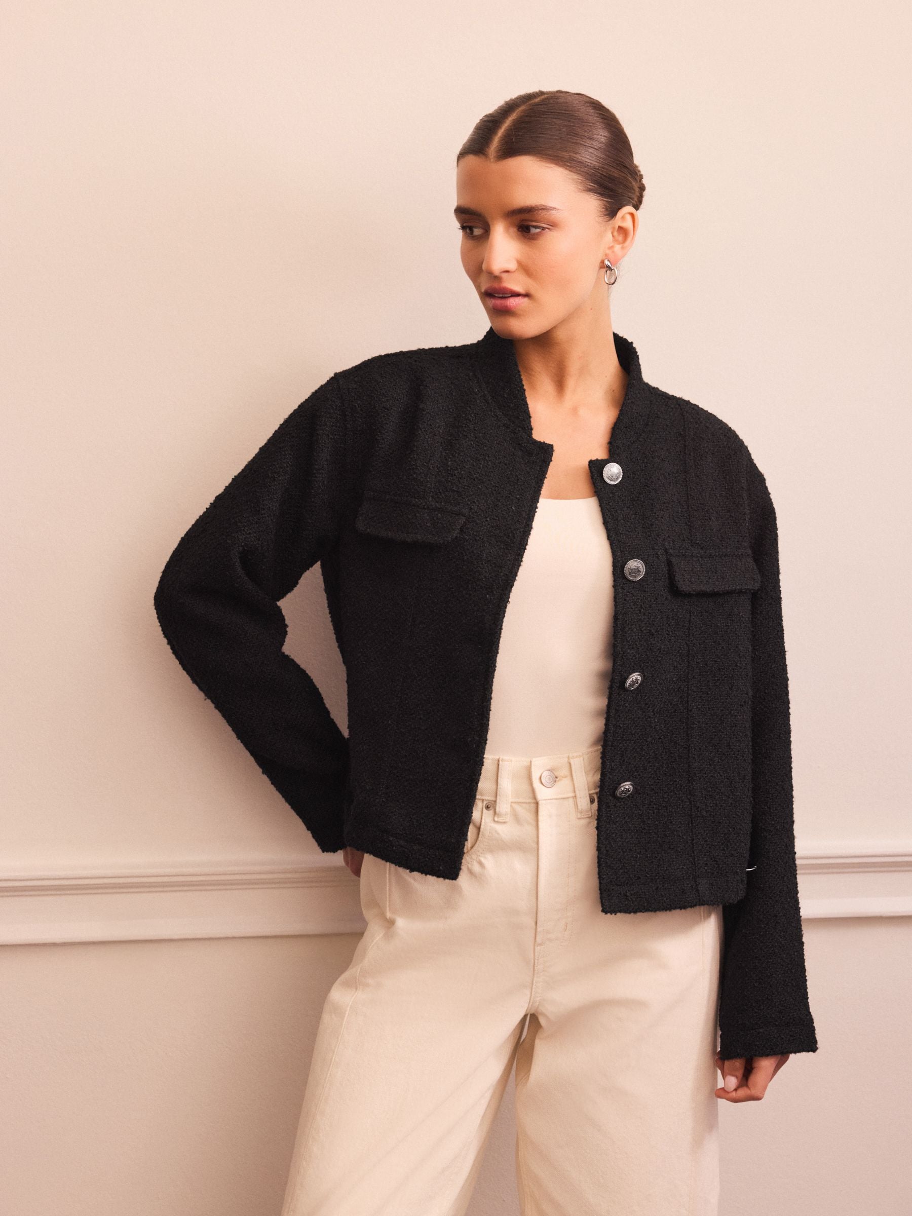 Buy Black Boucle Jacket from Next Canada