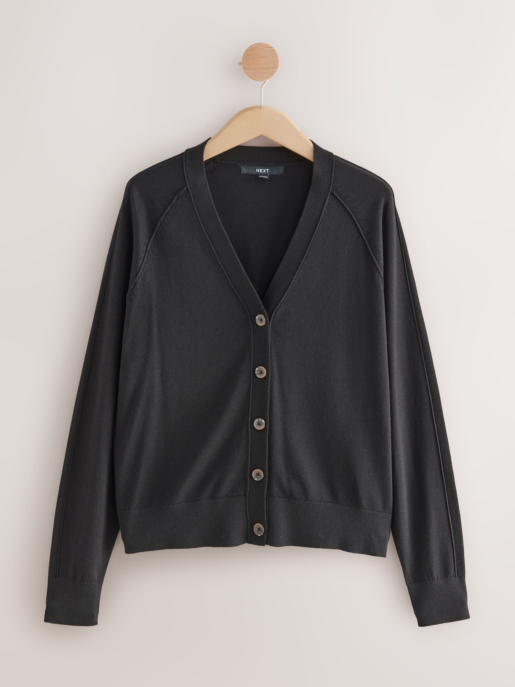 Buy Black Soft Touch V-Neck Cotton Rich Button Up Cardigan from