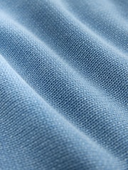 Blue Cotton Washed Crew Neck Cardigan - Image 7 of 7
