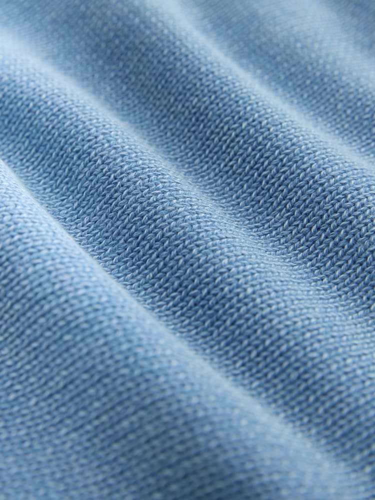 Blue Cotton Washed Crew Neck Cardigan - Image 7 of 7