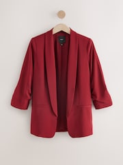 Red Relaxed Ruched Sleeve Blazer - Image 1 of 3