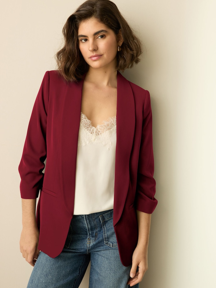 Rot - Entspannter Blazer mit gerafften Ärmeln - Bild 1 von 7 Rot - Entspannter Blazer mit gerafften Ärmeln - Bild 1 von 7