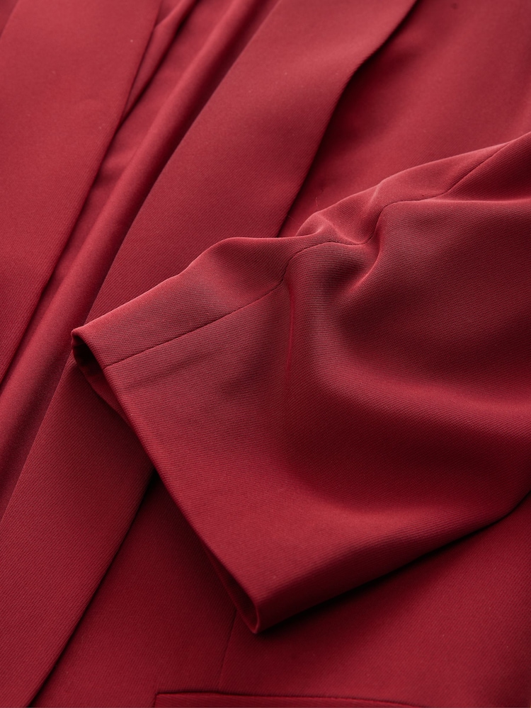Red Relaxed Ruched Sleeve Blazer - Image 2 of 3