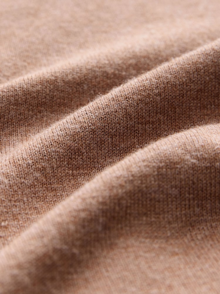 Camel Brown Soft Touch V-Neck Cotton Rich Button Up Cardigan - Image 8 of 8