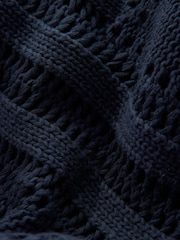 Azul marinho - Cardigan de algodão com ponto frontal amarrado - Imagem 8 de 8