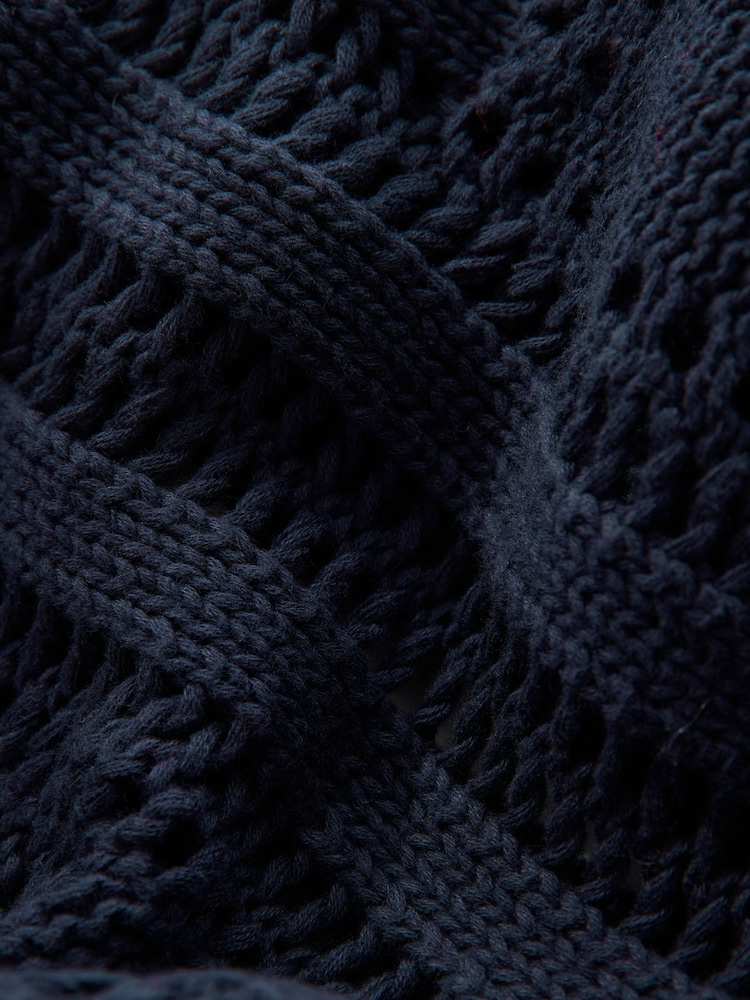 Azul marinho - Cardigan de algodão com ponto frontal amarrado - Imagem 8 de 8