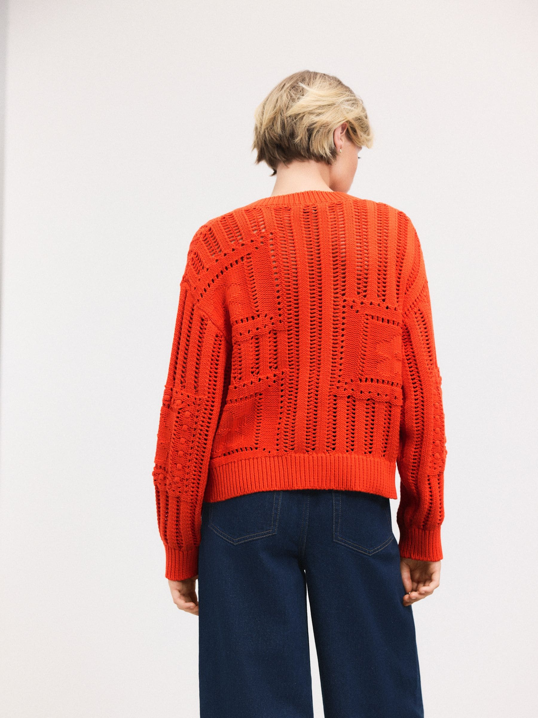 Buy Orange Red Cotton Tie Front Stitch Cardigan from Next USA
