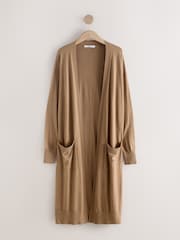 Camel Soft Touch Cotton Rich Longline Cardigan - Image 1 of 4
