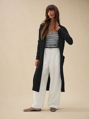 Black Soft Touch Longline Cardigan With Cotton - Image 1 of 7