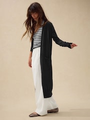 Black Soft Touch Longline Cardigan With Cotton - Image 2 of 7